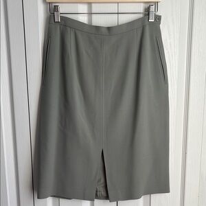 Vintage Giorgio Armani Knee Length Wool Pencil Skirt. Sage Green. Size 44
